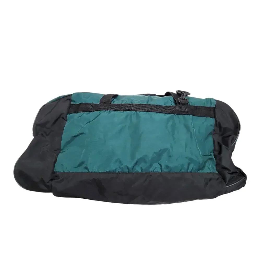Vintage 90s Nike Duffle Bag Green Black Large Gym Travel Swoosh Made In Korea